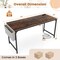 Costway Set of 2/4/6 Meeting Room Desk with Charging Station & Headphone Hook Metal Frame Brown